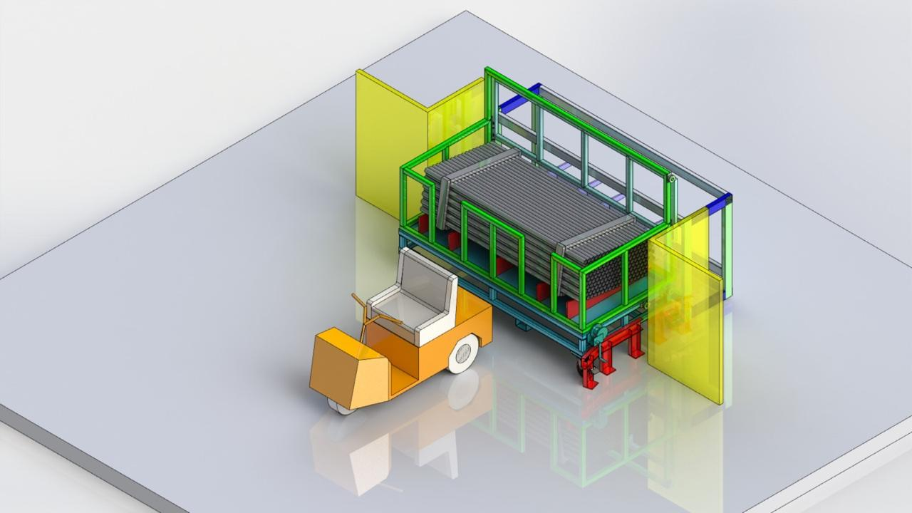 Diseño de sistema de rodillos para manejo de materiales con guardas de seguridad